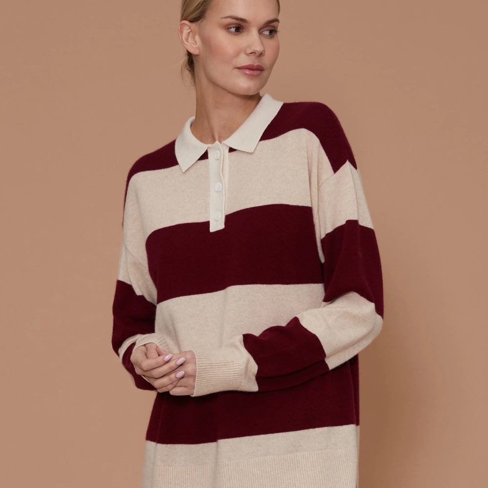 Le Jean | Cashmere Polo in Rugby Stripe